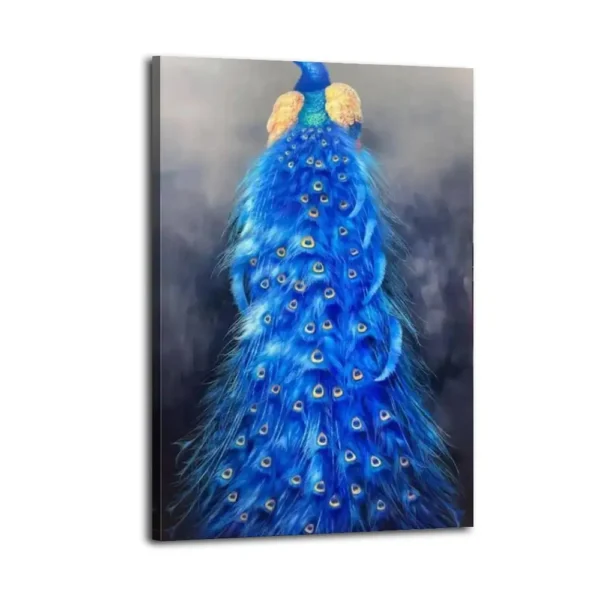 Peacock Oil Pastel Artwork Canvas Art
