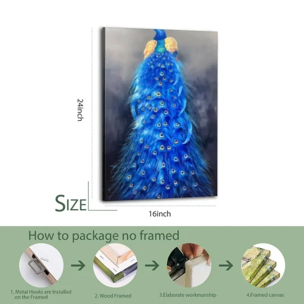 Peacock Oil Pastel Artwork  Canvas Art - Image 4
