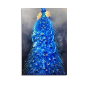 Peacock Oil Pastel Artwork  Canvas Art