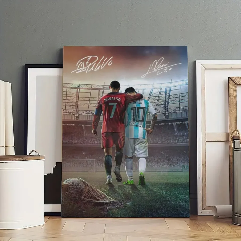 Cristiano Ronaldo and Lionel Messi Signature Poster Art Birthday Decoration Inspiration