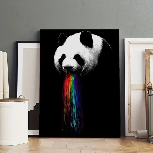 Panda  Canvas Art Oil Pastels Drawing - Image 3