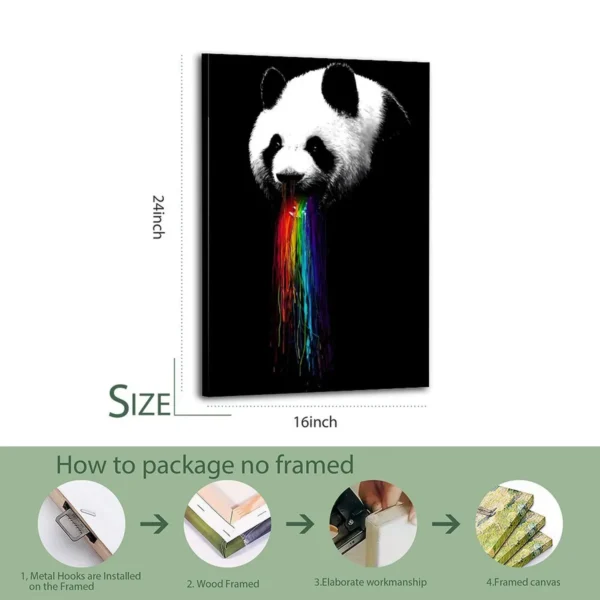 Panda  Canvas Art Oil Pastels Drawing - Image 7