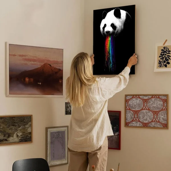 Panda  Canvas Art Oil Pastels Drawing - Image 5