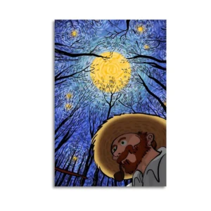 Aesthetic Poster of Van Gogh's Famous Painting Deep Forest Starry Sky Portrait