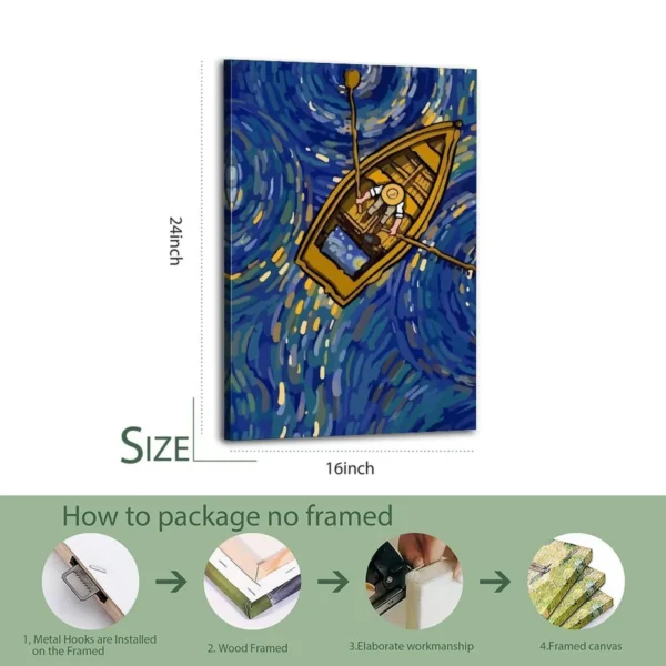 Van Gogh Famous Painting Portrait Wooden Boat Aesthetic Poster - Image 5