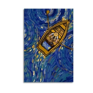 Van Gogh Famous Painting Portrait Wooden Boat Aesthetic Poster