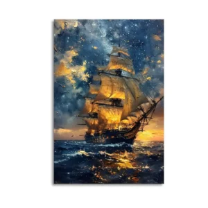 Van Gogh Famous Painting Sea Sailboat Landscape Art Poster