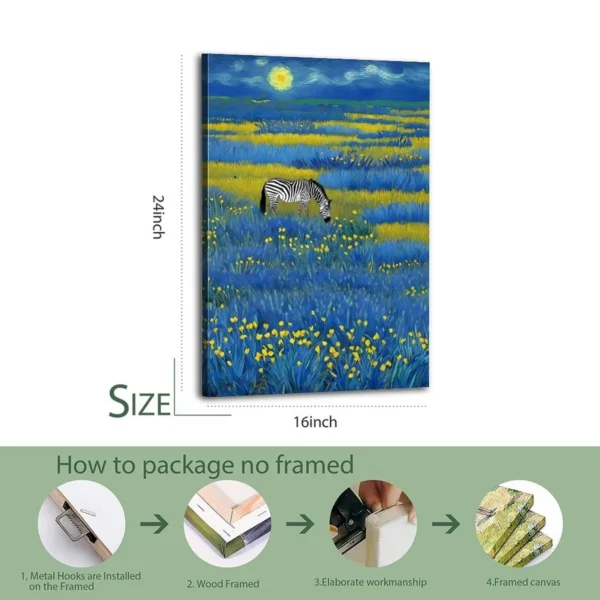 Van Gogh's Famous Painting Starry Sky Night Grassland Zebra Poster - Image 4