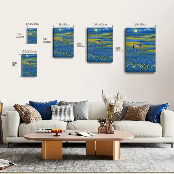 Van Gogh's Famous Painting Starry Sky Night Grassland Zebra Poster - Image 6