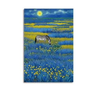 Van Gogh's Famous Painting Starry Sky Night Grassland Zebra Poster