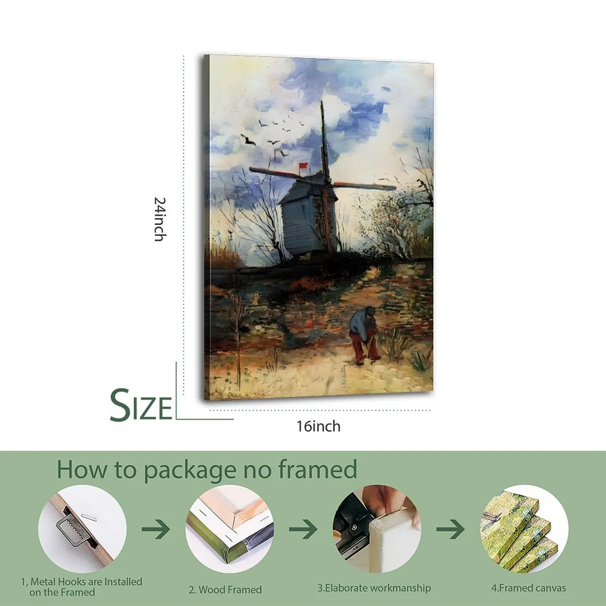 Van Gogh Famous Painting Vintage Windmill Portrait Poster 3 Van Gogh Famous Painting Vintage Windmill Portrait Poster - Image 3